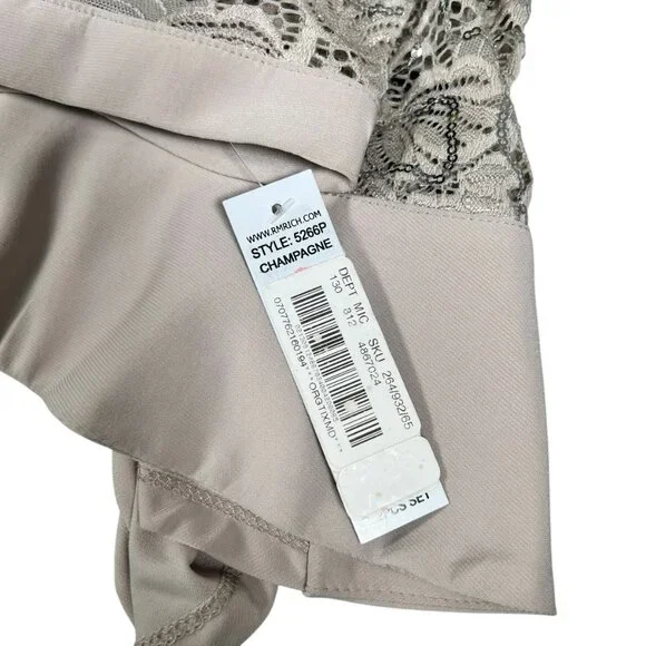 R&M Richards Womens 2 Piece Ruffled Lace Jacket & Dress Champagne Size 6P - Picture 13 of 16